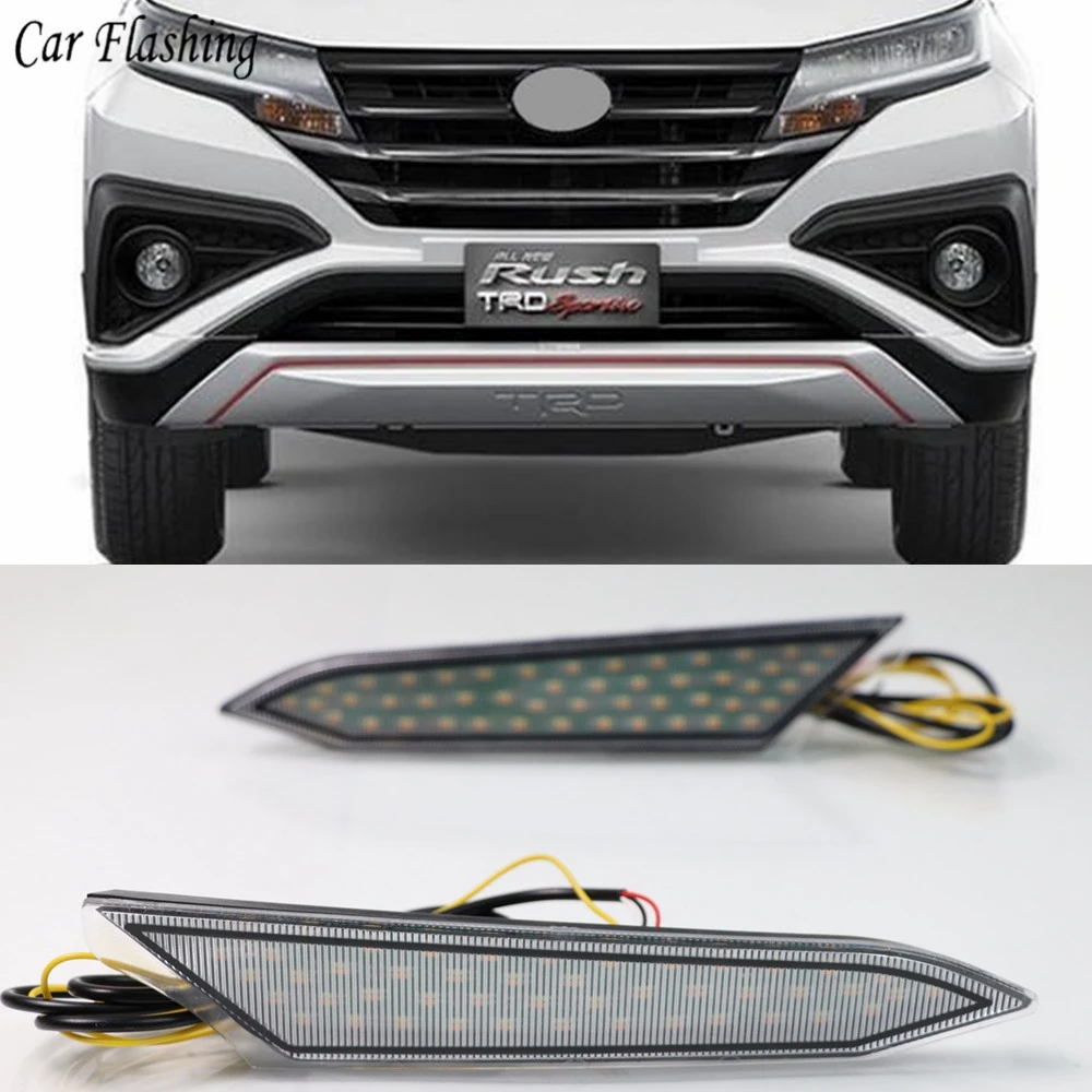 2 шт. светодиодный DRL Дневной светильник с желтым сигналом поворота Стиль реле 12V