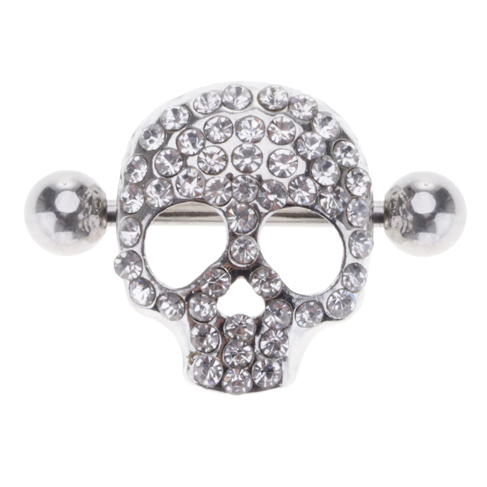 Нипппель щит кольцо череп пирсинг Стразы унисекс 316L хирургическая сталь