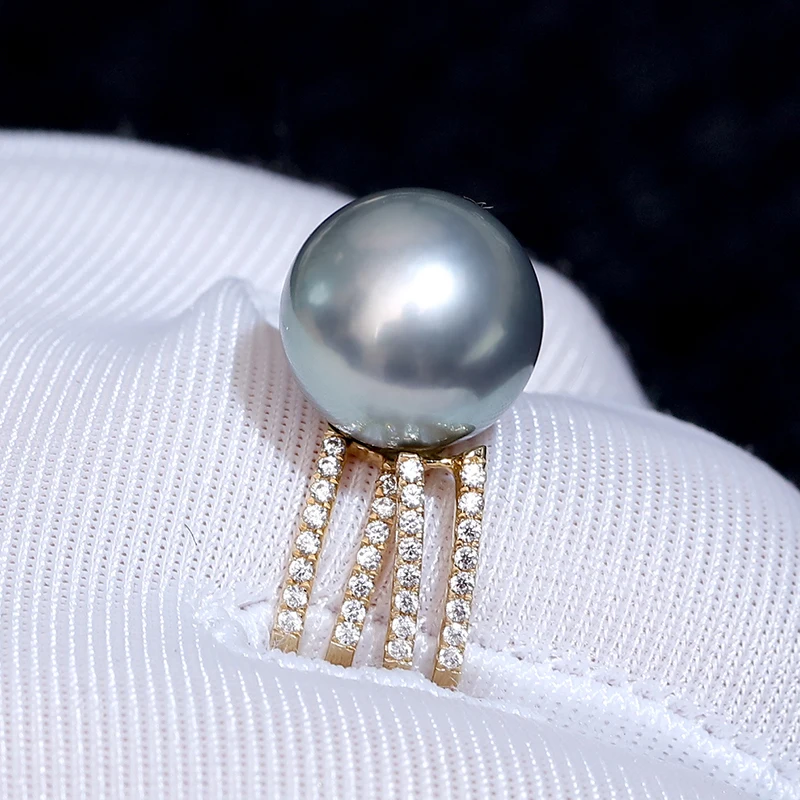 Черное кольцо с таитянским жемчугом Размеры 11-12 мм | Украшения и аксессуары