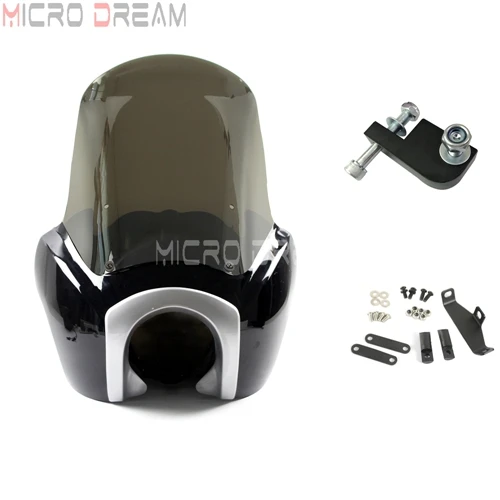 Black Chrome Smoke Фара мотоцикла обтекатель Маска дым лобовое стекло комплект для Harley Dyna Street Fat Bob FXDB FXD FXDC FXDWG FXR FXDL 1987 - Цвет: Black Chrome Smoke