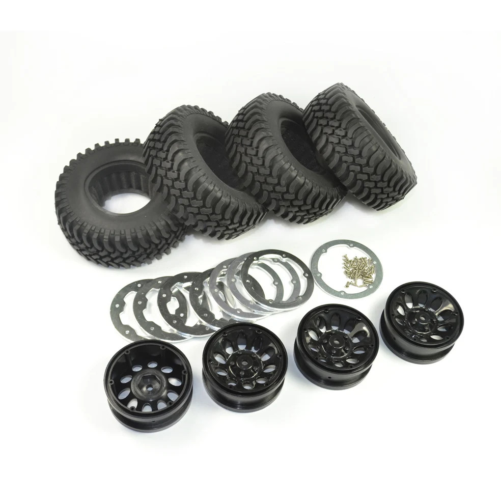 Набор шин С колесными ободами 1 9 дюйма 4 шт. (100 мм) для Axial SCX10 90046 Tamiya CC01 D90 D110 1/10 RC