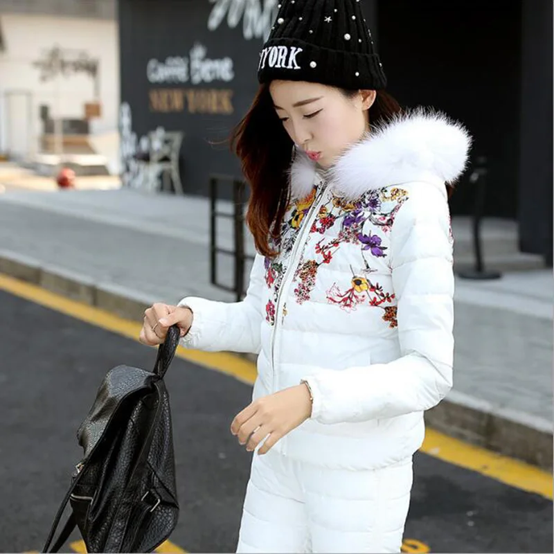 Зимний костюм из двух предметов новое хлопковое пальто с принтом + хлопковые