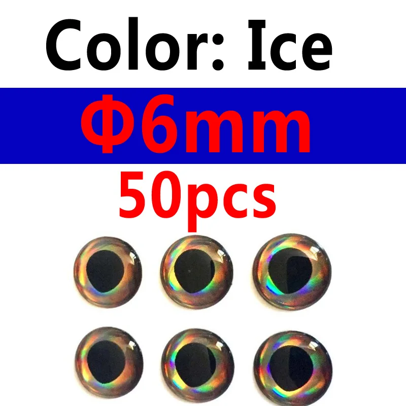 6mm ice 50pcs Bimoo 50 шт. голографическая 3D 4D рыбные глаза для завязывания мушек стримеры приманка дерево пластик приманка поппер DIY глаза - Цвет: 6mm ice 50pcs
