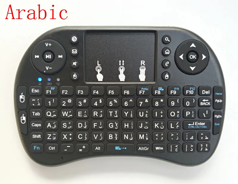 2,4G мини беспроводная клавиатура с сенсорной панелью и QWERTY клавиатурой, портативная беспроводная клавиатура с usb-приемником, пульт дистанционного управления для ПК ТВ