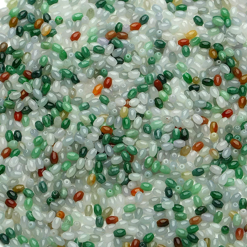 50 pcs Burma three small beads wholesale natural a cargo jade ice waxy ock scattered DIY jewelry with sub | Украшения и