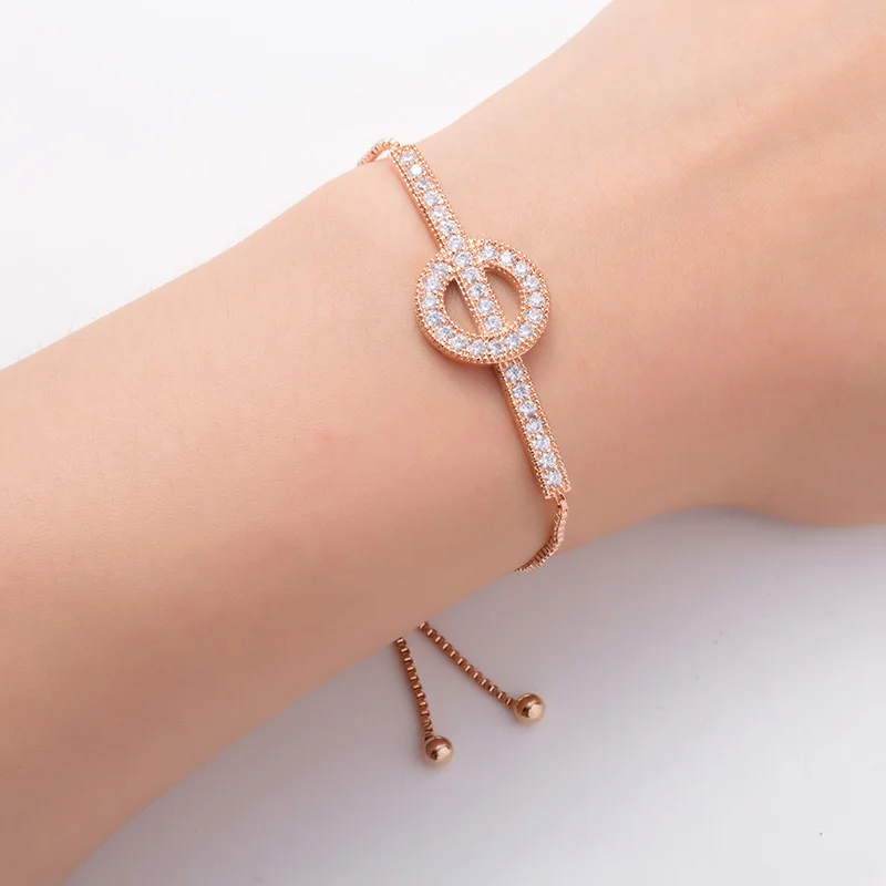 Hadiyana 2018 High Quality Fashion Bracelet Inlaid With Sparkling Zirconia Gold/White Gold For Women Valentine's Day Gift BR415 |