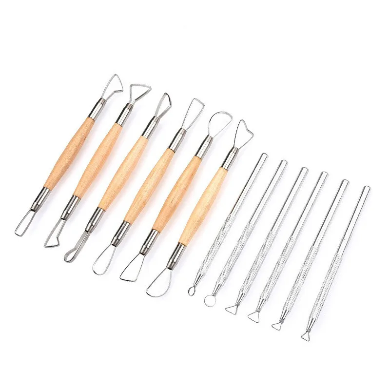 Multi function Carving Knife Stainless Steel Pottery Tool Clay Ribbon Tools Aluminum Rod Flat 12pcs/set|Инструменты для