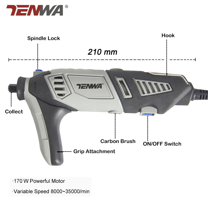 TENWA 180 Вт электрическая мини дрель шлифовальный станок Dremel стиль вращающиеся инструменты с переменной скоростью DIY электрическая ручная дрель машина с аксессуарами