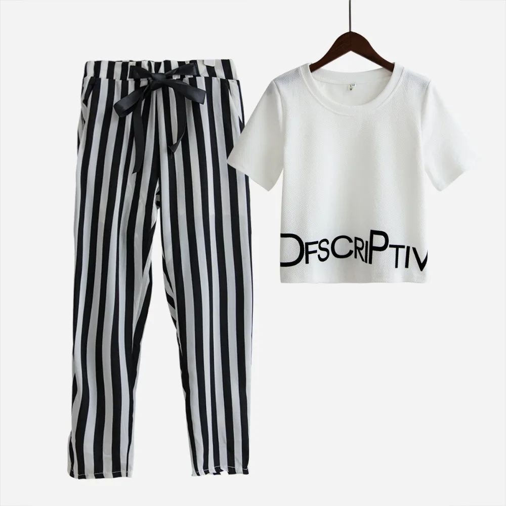 Женский костюм из 2 предметов укороченный топ с буквенным принтом эластичная