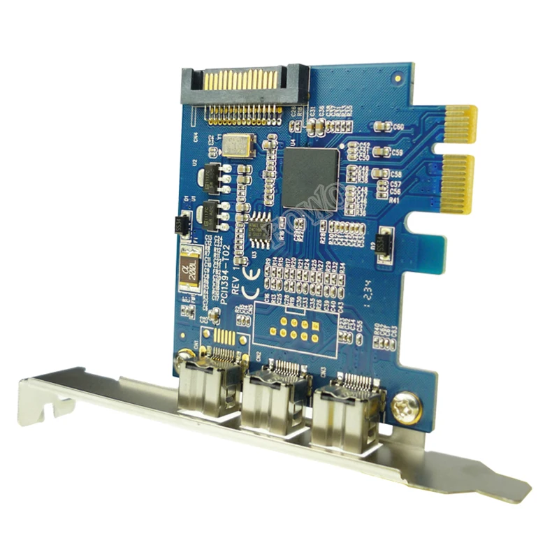 PCIE 3x 1394b Firewire Ports PCI-Express Controller Card 1394 card TI Chipset sata power supply with low bracket profile | Компьютеры и