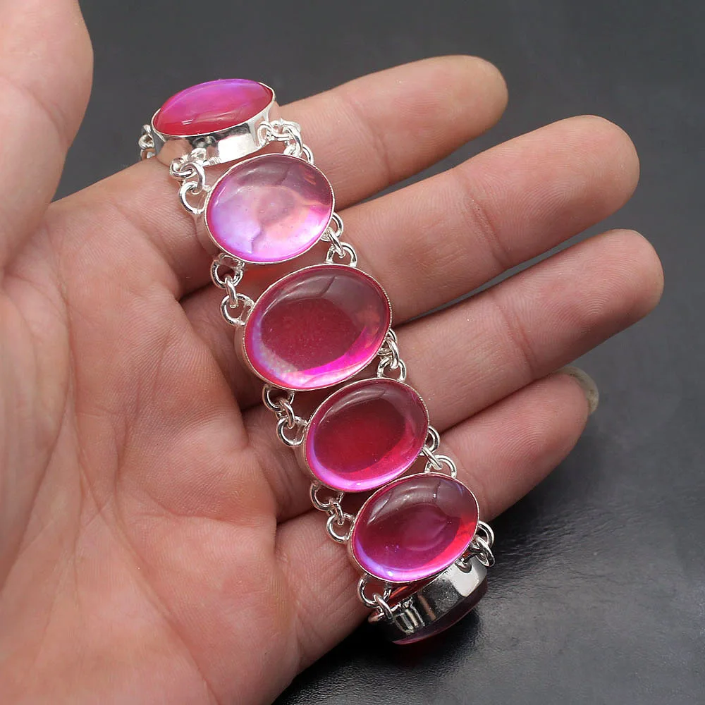 Beautiful Charm Fashion Colorful Topaz925 Sterling Silver Women Links Chain Bracelet 7.5 Inch H137 | Украшения и аксессуары