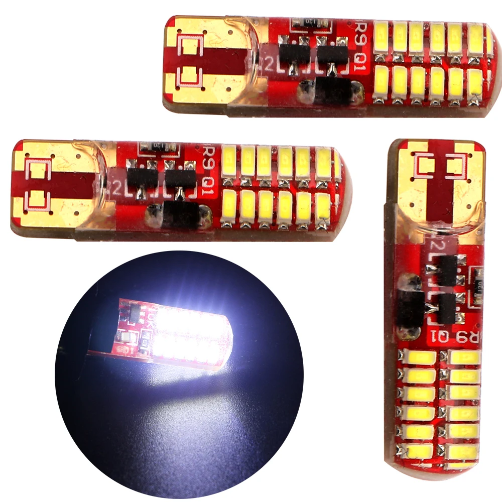 30X T10 W5W 3014 24 SMD LED силикагель холодный белый свет 194 168 вспышка стробоскоп дверь