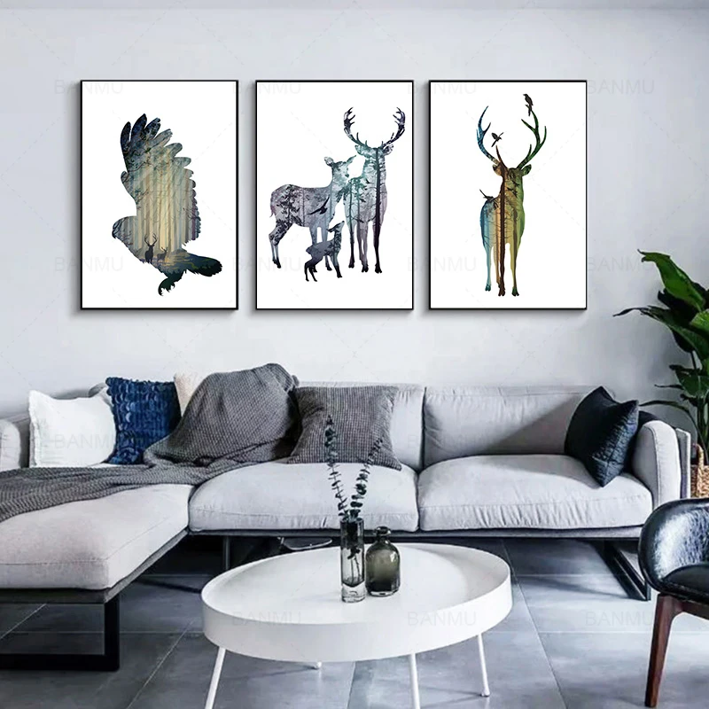 Абстрактная креативная Картина на холсте anmial Elk eagle современная картина стену