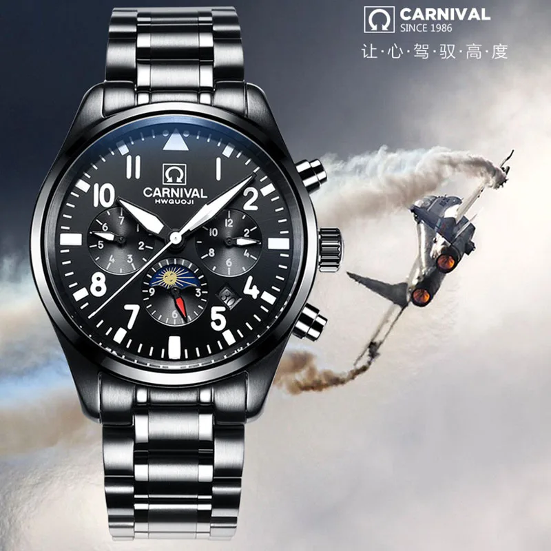 Бренд карнавал механические часы экспериментального Для мужчин классический