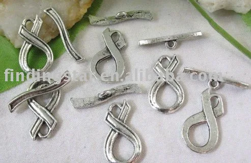

FREE SHIPPING 50SETS Tibetan silver Ribbon Toggle Clasps A8164