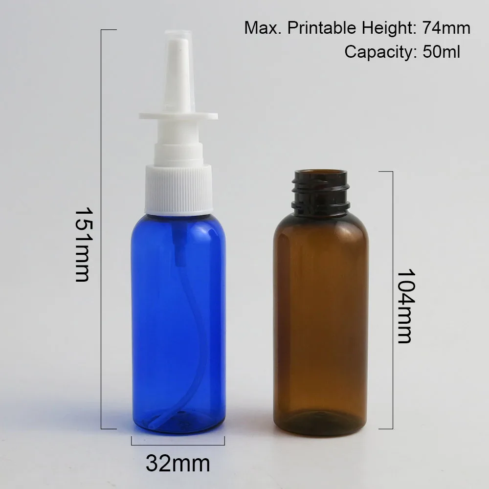 

50 x 50ml Outdoors Empty PET Plastic Nasal Spray Bottle 50cc 5/3oz Mini Cute Mist Nasal Plastic Atomizer 50pcs/lot