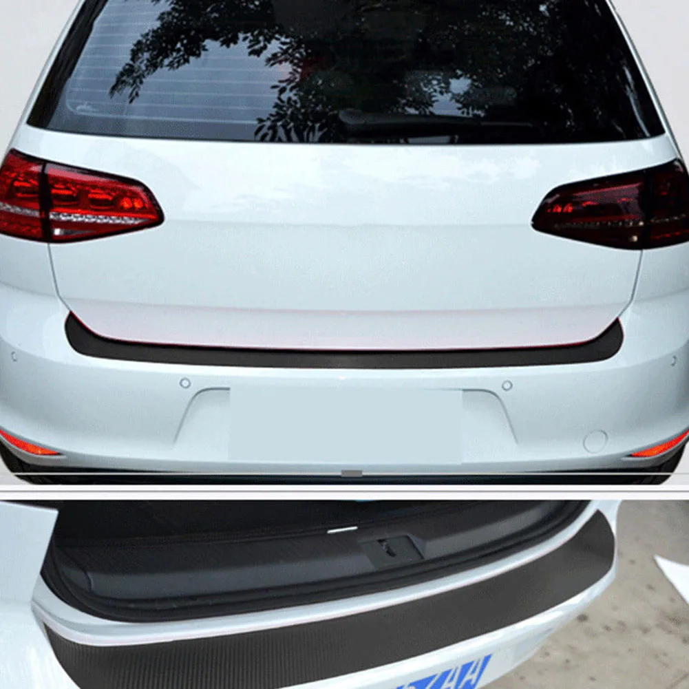 Новинка 4D черное углеродное волокно Автомобильная задняя багажная губа Защита