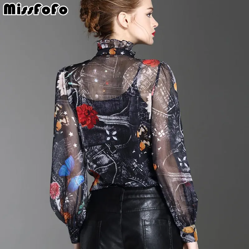 MissFoFo 2019 модный боди блузка с бантом новая весенняя боди-рубашка женская модная