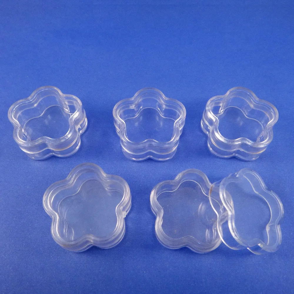 20 шт прозрачные мини банки для хранения бусин в форме цветка пластиковые 5 г