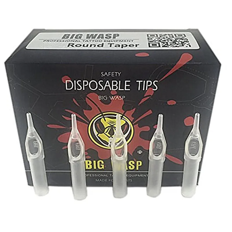 

BIGWASP 50pcs/Box Disposable Sterile Tattoo Nozzle Tips Supply Round Size 3/5/7/9/11/13/15R
