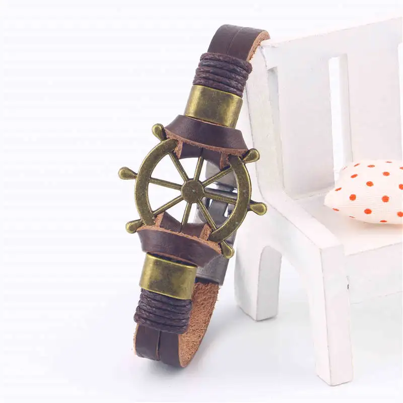 Кожаный браслет для мужчин в старинном стиле|leather bracelet anchor|bracelet anchoranchors for men |