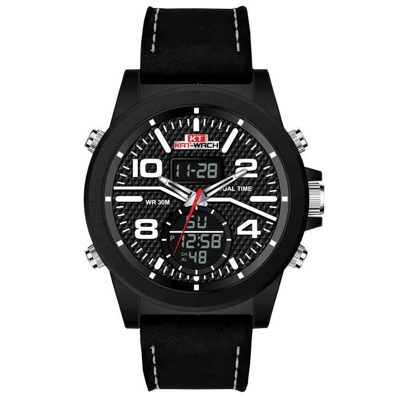 KAT WACH мужские цифровые часы водонепроницаемые спортивные Led Horloge Heren цвета черный