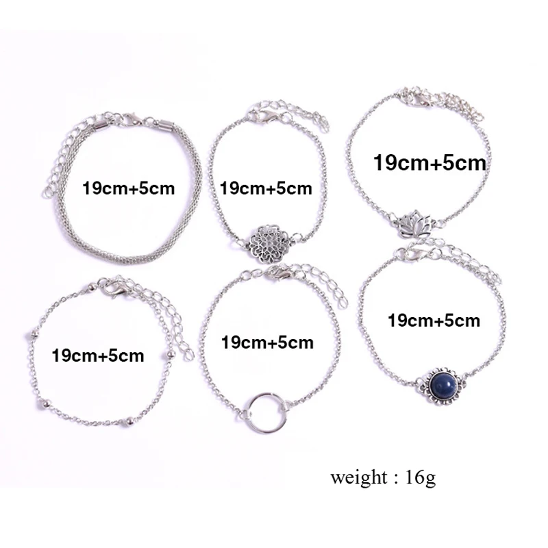 6 шт./компл. модная бусинка в форме лотоса Круглый драгоценный камень цепочка