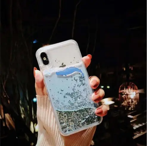 Whale blue Красный mi note 7 чехол для телефона с изображением дельфина зыбучих песков для mi 9se mi 8 lite mi 6x 5x F1 Dyna mi c блестящая задняя крышка чехол - Цвет: Whale blue