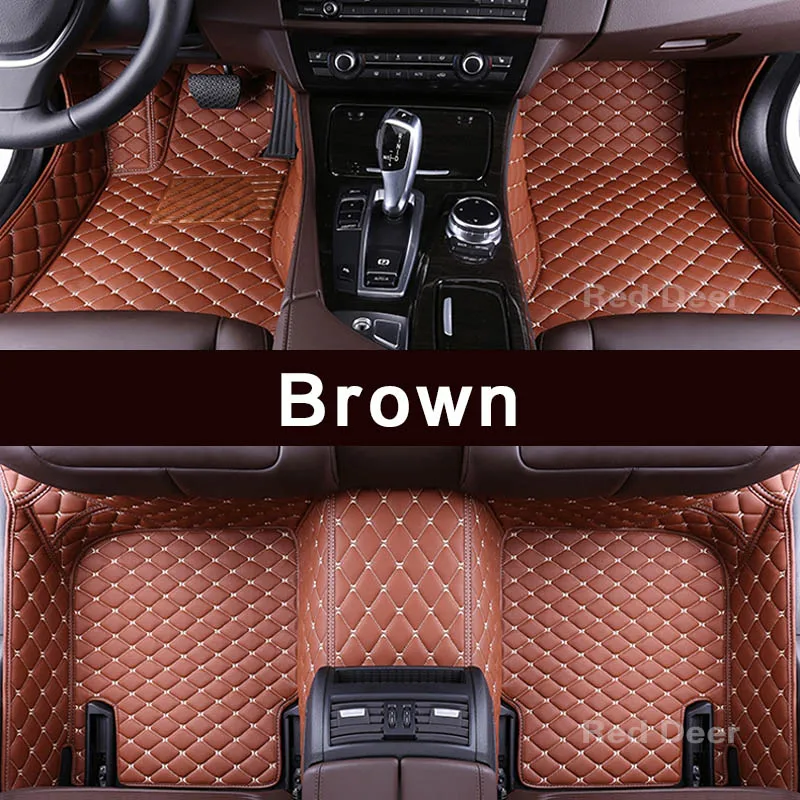 Индивидуальные автомобильный коврик для VW Volkswagen Jetta A6 Passat CC B7 B8 Golf 6 7 Tiguan Touareg Teramont Atlas Touran высокого качества - Название цвета: Коричневый