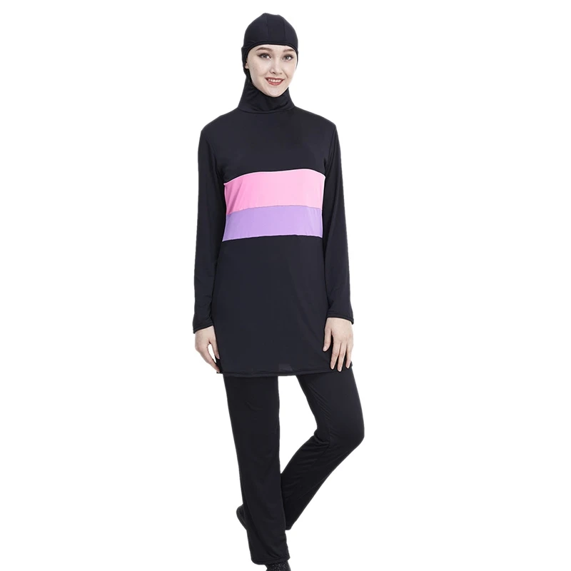 Мусульманский купальный костюм мусульманский с принтом в полоску Женская