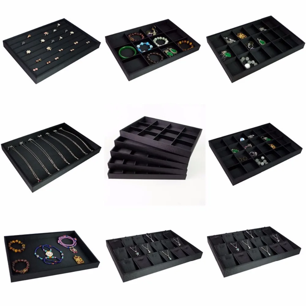 

Black Jewelry Display Plate Showcase For Ring Bracelet Necklace Ear Studs Jewelry Box