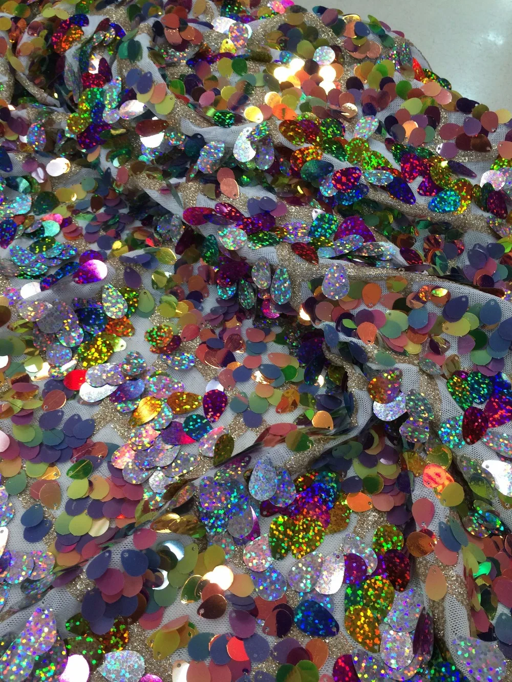 

new design colorful sequins embroidery french net lace fabric SYJ-12951 for wedding dress