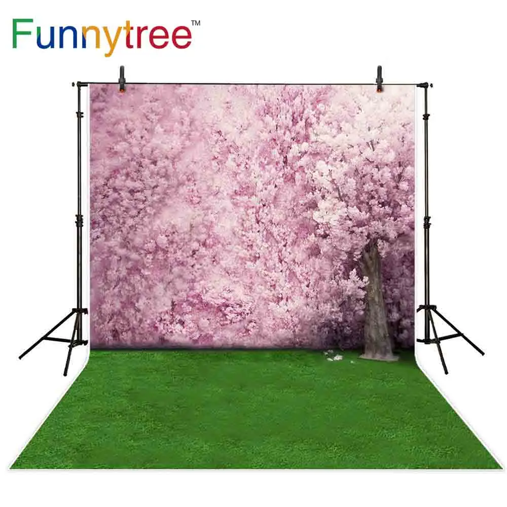 Фоны Funnytree для фотостудии весенний цветок дерево зеленая трава Сказочный