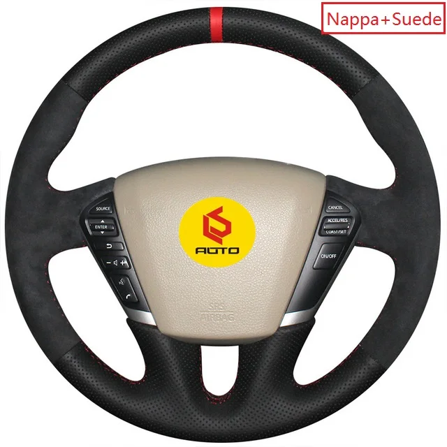 Nappa and suede Ручная швейная Оплетка на руль для Nissan Teana 2008-2012 Murano 2009- volante кожаный чехол на руль - Название цвета: Nappa and suede