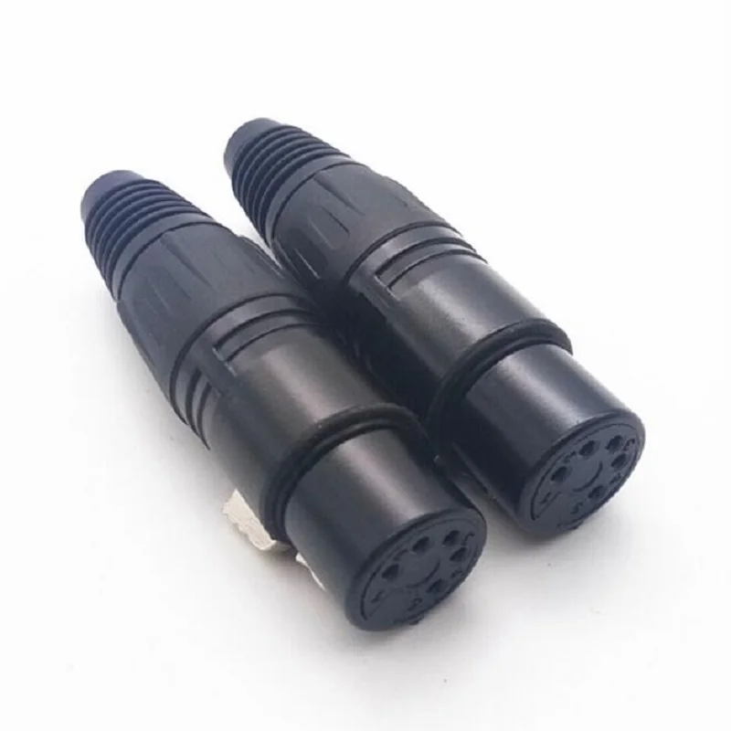 XLR 5 контактный Штекерный гнездовой разъем черный для аудио микрофона xlr