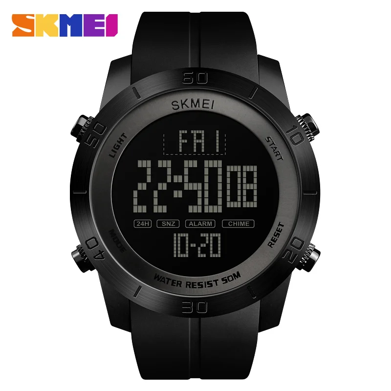 Black Watch SKMEI Для мужчин цифровые часы 2 часовых PU ремень Водонепроницаемый Multi-Функция Наручные часы Для мужчин 12/24 часа часы relogio masculino XFCS - Цвет: Black Watch