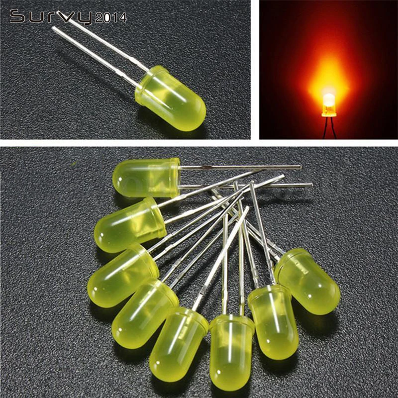 50/100 шт F5 LED 5 мм желтый/синий/зеленый/красный/оранжевый цвет рассеянный