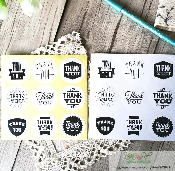 

90pcs/lot Vintage White Kraft Paper Thank You Stationery label sticker Students' DIY Retro Seal sticker For handmade products