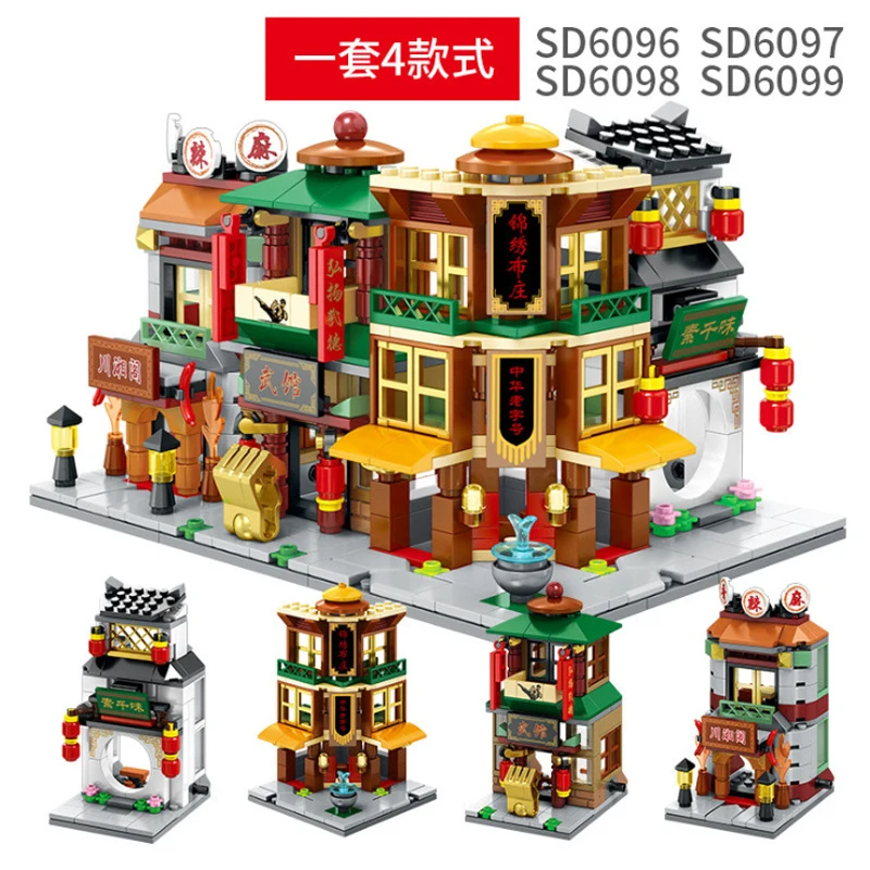 4 шт./лот детские строительные блоки игрушки совместимые с Legoingly city Mini City Street View Shop
