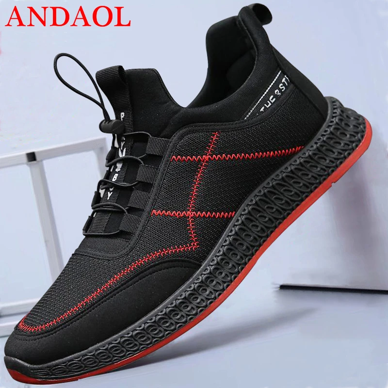 

ANDAOL Men's Casual Shoes Top Quality Mesh Breathable Print Light Travel Sneakers Luxury Trend Non-Slip Outdoor Campus Trainers