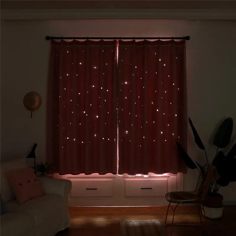 Starry Sky Sheer Curtain Window Treatment Voile Drape Valance Double-deck for living room bedroom new and high quality @L | Дом и сад