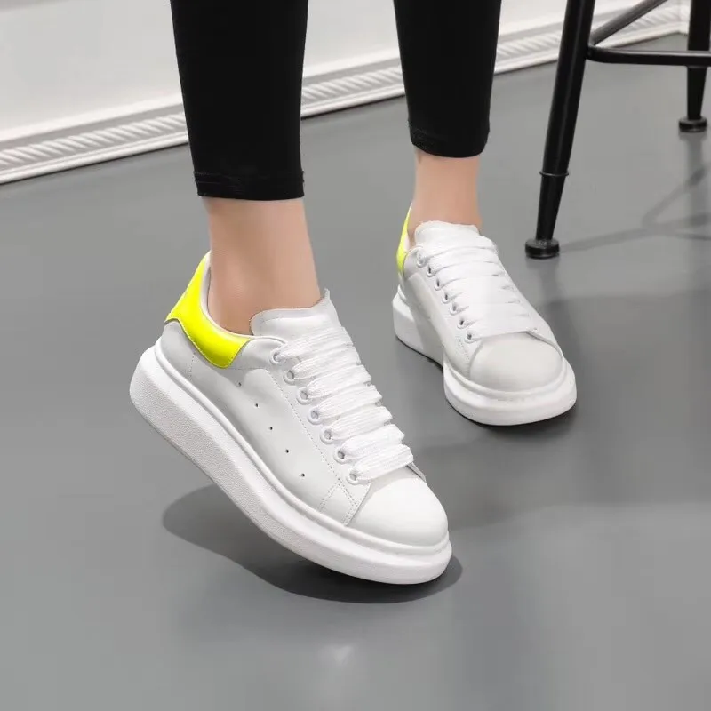 Ботинки женские кожаные на платформе модные повседневные дышащие спортивные