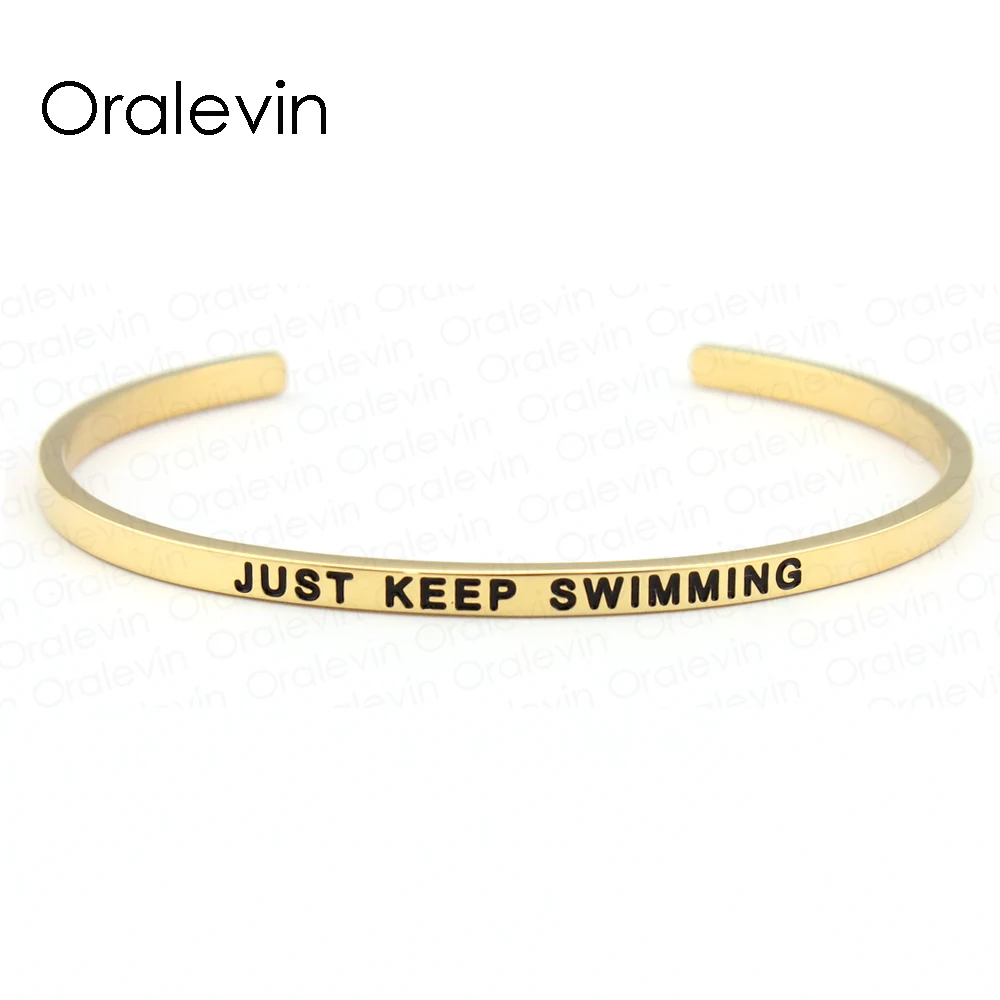 Великолепный Браслет манжета из нержавеющей стали с гравировкой и положительной