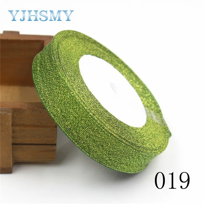 019 Yjhsmy 1710185,20 мм 33 Цвет по выбору 25 ярдов Зеленый лук ленты, торжественное платье ленты, подарочная упаковка, DIY ручной материал - Цвет: 019