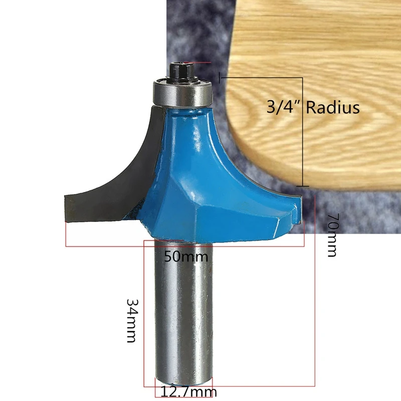 Круглый За кромки фрезы 3/4 &quotРадиус 1/2&quot хвостовика HSS и Вольфрам Сталь сплав