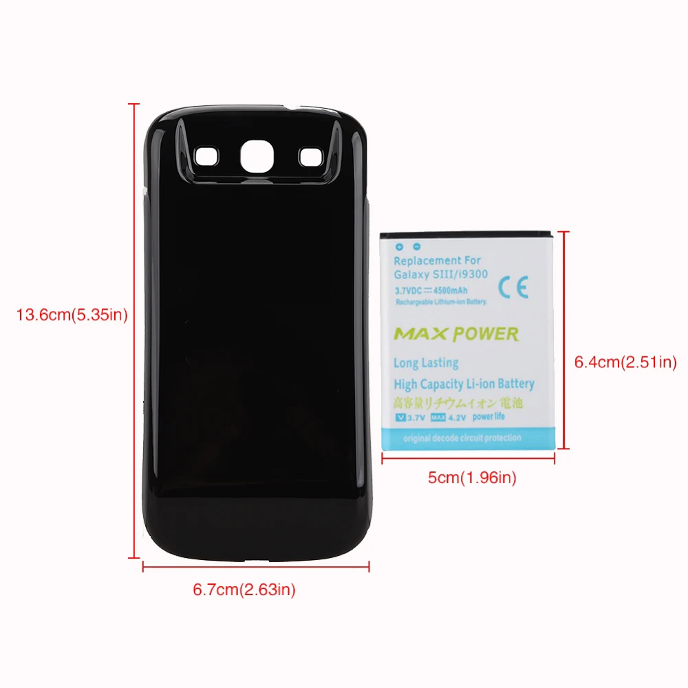 Батарея для Samsung Galaxy S3 SIII I9300 запасная батарея телефона Увеличенная емкость 4500 мАч
