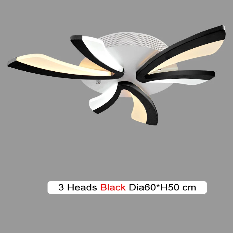 3 heads black Распродажа, блестящие акриловые современные светодиодные потолочные лампы для гостиной, спальни, столовой, лампы для домашнего освещения, светильники - Цвет абажура: 3 heads black