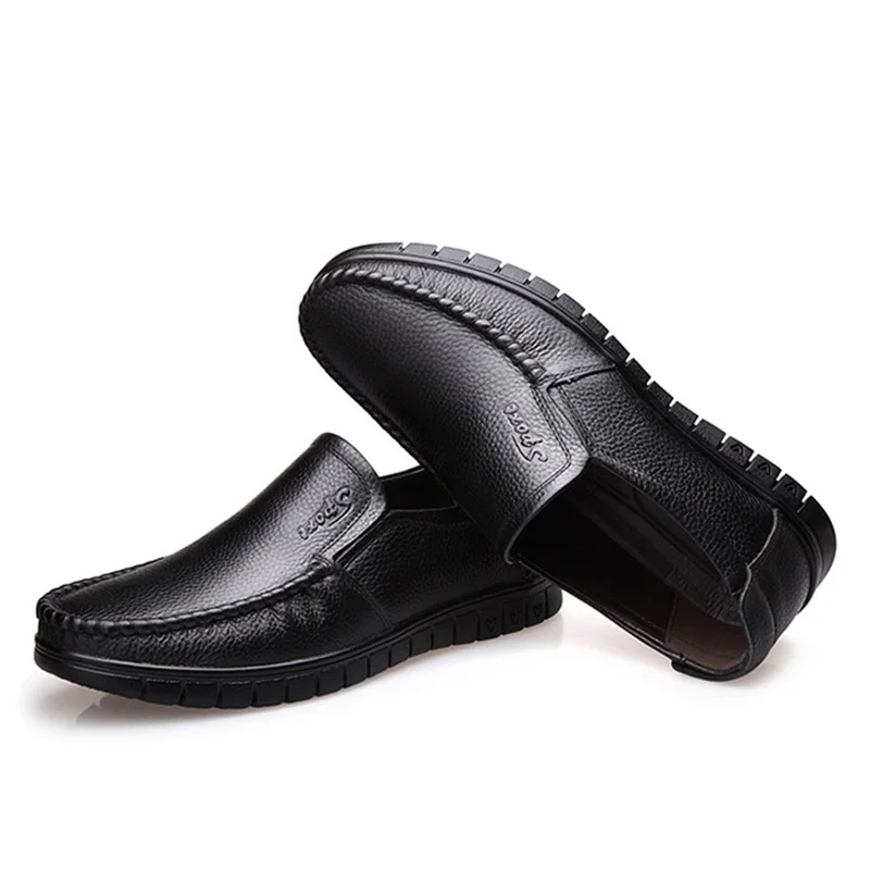 Мужские кожаные туфли без застежки LIN KING однотонные повседневные деловые для