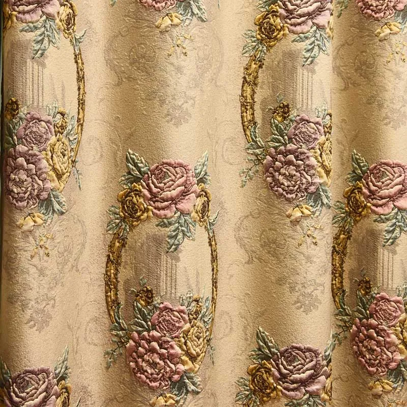 Beige cloth curtain Европейский Топ бежевый 4D рельефный большой цветок плотные затемненные оконные шторы для гостиной высокое качество вилла спальня занавеска - Цвет: Beige cloth curtain
