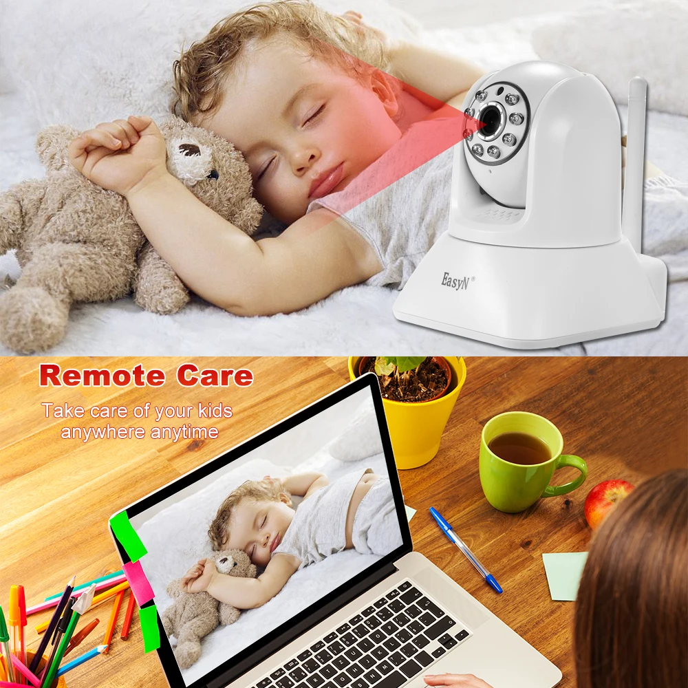 EasyN 720P беспроводная wifi Pan Tilt HD IP камера 1.0MP PTZ Двусторонняя аудио ночного видения телефон приложение дистанционное управление Обнаружение движения